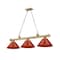 Z-Lite Cordon 3 Light Billiard, Rubbed Brass & Red 2306-3RB-PRD - alternate 3